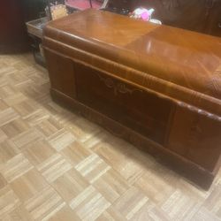 Antique Art Deco Cedar Chest Trunk 18 By 46 By 24 