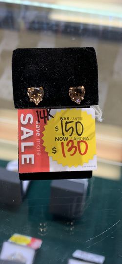 14k Cognac Heart Earrings