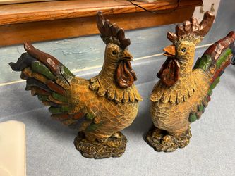Vintage Hand Painted Roosters
