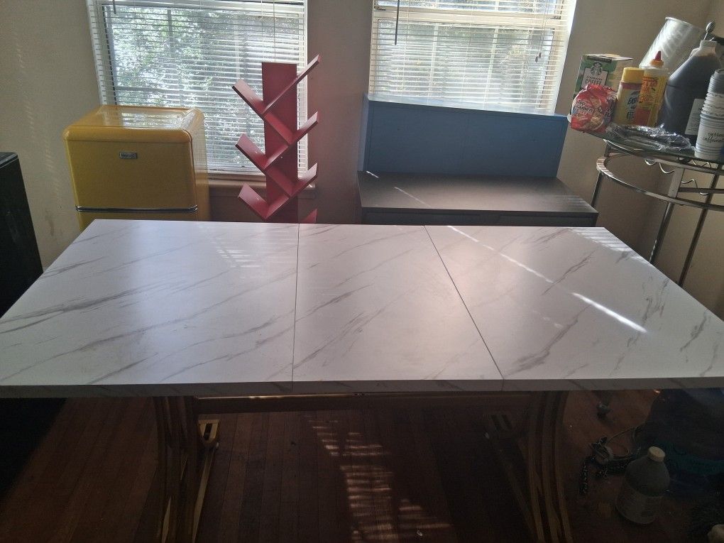 White Table With Gold Legs