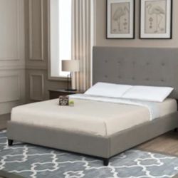 Hudson Queen Upholstered Bed Frame Grey