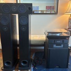 LINN HIGH END EQUIPMENT, Turntable Axis ,Floor Standing Speakers , EKWAL center Speaker, RuArk subwoofer, Power Amp AV5125, System Controller AV 5103