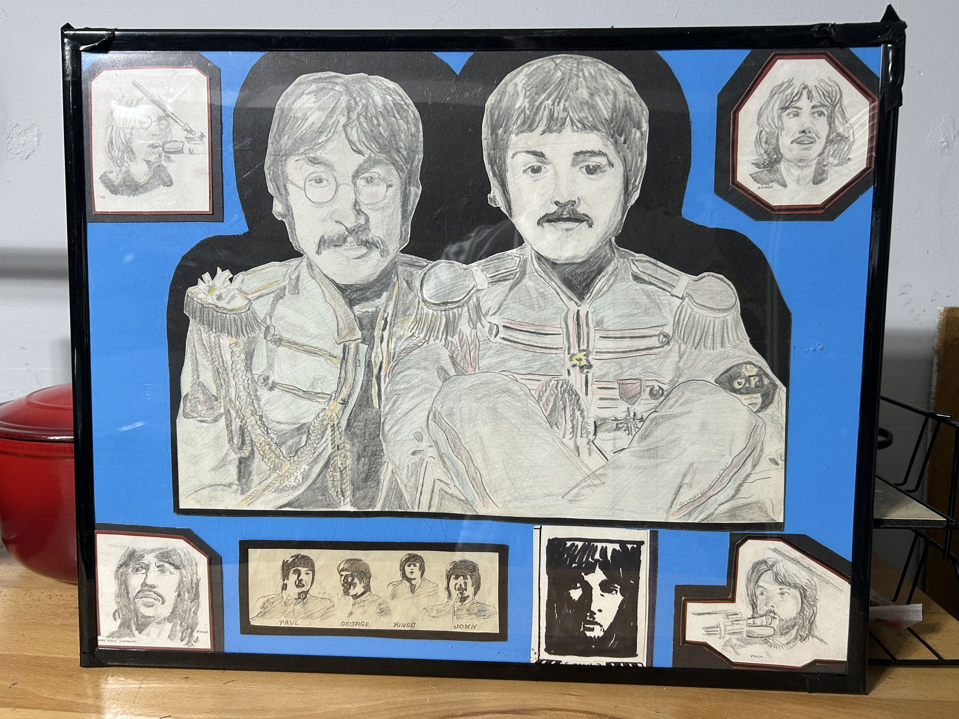 Beatles Pencil Drawing 20” X 16” Frame
