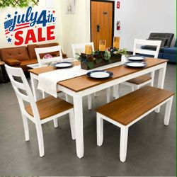 6 piece solid wood dining table set