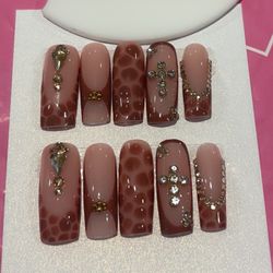 Long Square Press Ons Nails 