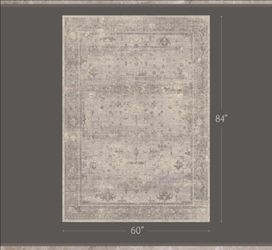 Gray Vintage-Style Area Rug 5x7