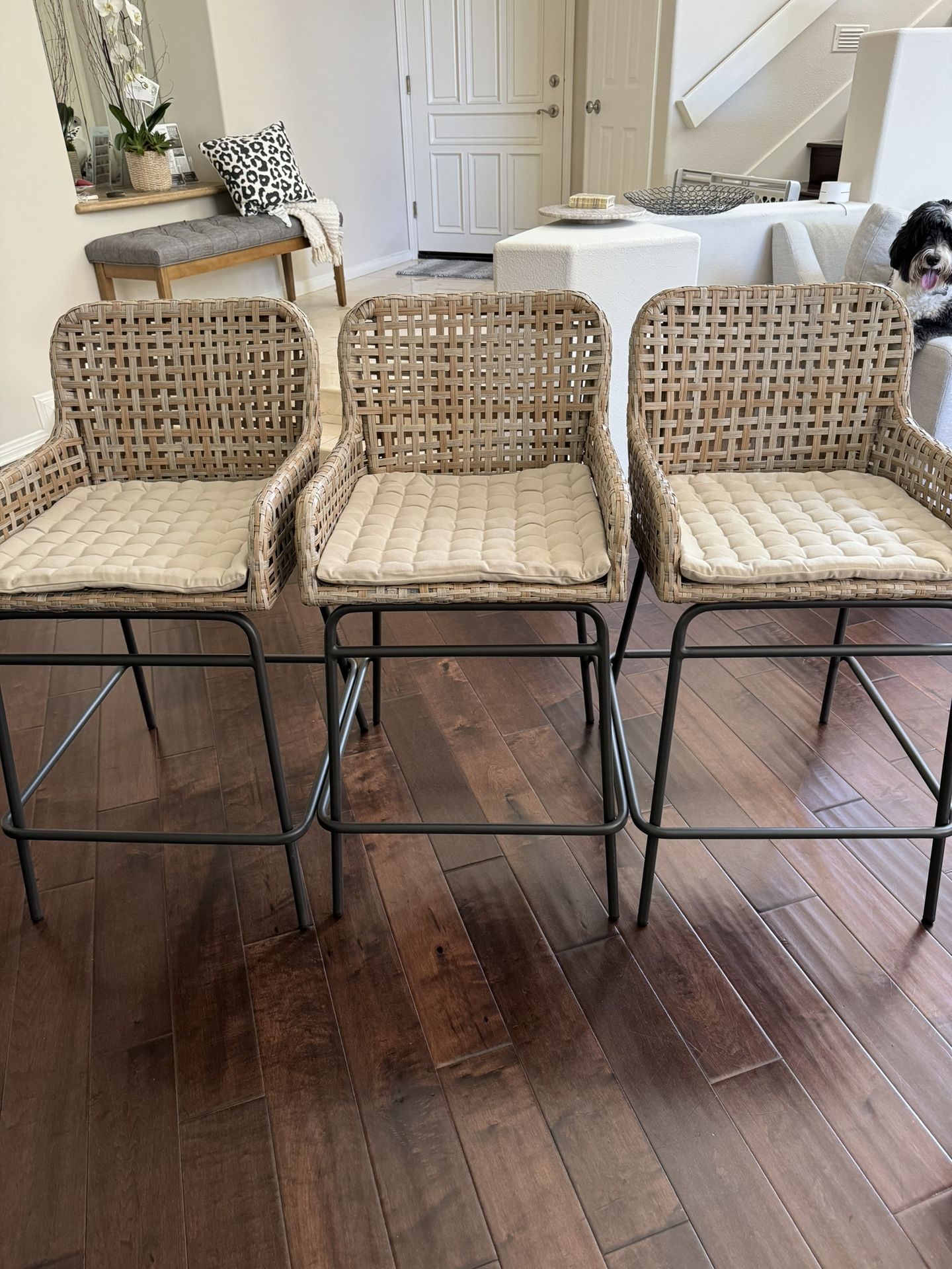 3 Ballard Designs Bailey Woven Counter Stools