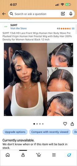 12” SUMT Human Hair Lace Front Wig