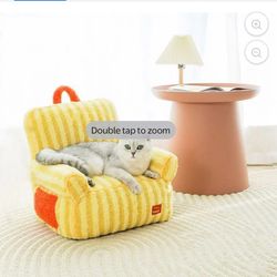 Zeze Striped Pet Bed For Dog & Cat, Cat Kennel Dog Bed For Winter All Seasons, Cat Cushion yellow