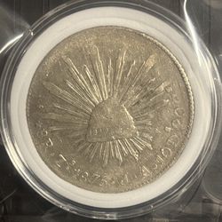 1875- 8 Real Silver Mexico Coin 