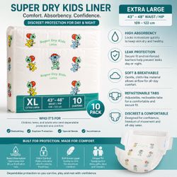 NIB Super Dry Kids Plastic backed Diapers XL 10-Pack