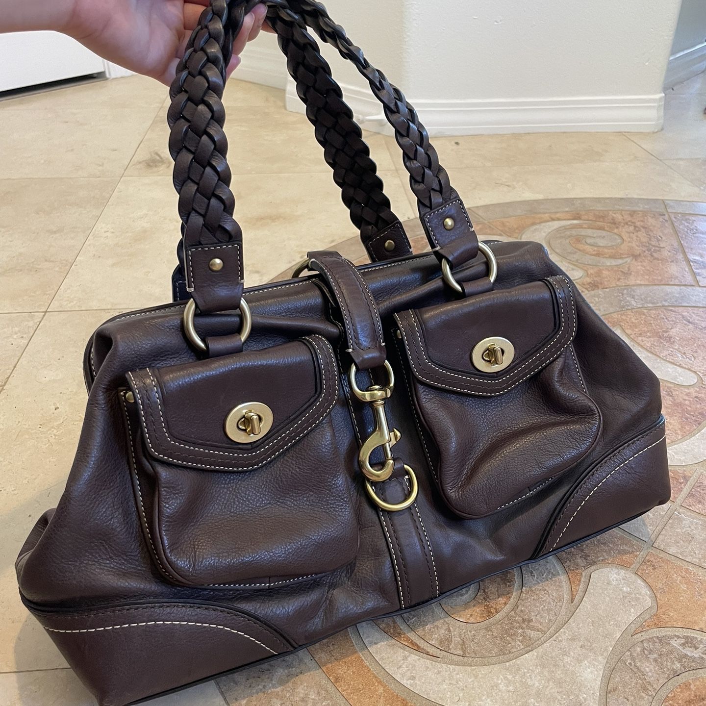 バッグ Coach Daphne Leather Frame Satchel Bag Coach Daphne Off