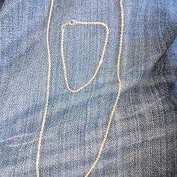 10k Solid Gold Rope Chain And Bracelet 
