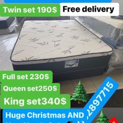 Huge sale for Mattress And Box Twin size mattress and box 150.$ full 190$ Queen 200$ king 290$. free delivery free set up 708….280….7715… cash or Zell