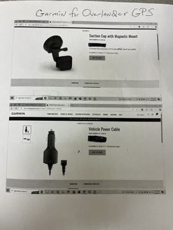 Suction Cup With Magnetic Mount & Vehicle Power Cable For Garmin Overlander GPS