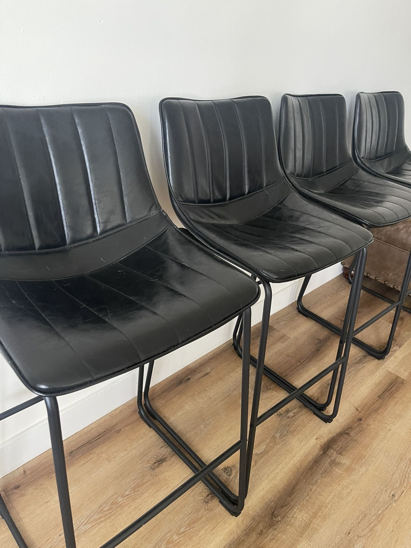 Black Leather Bar Stools – Set of 4 for $120 (or 2 for $65)