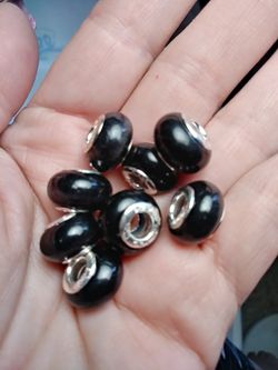 Glass charm beads 925 sterling silver chambers