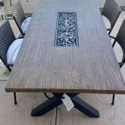 Fire Pit 7 Pieces Dinning Table 