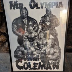 Rare Autographed Ronnie Coleman Mr Olympia Poster 
