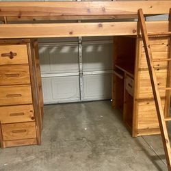 Loft Bed  With Desk, Drawers and Shelves. 