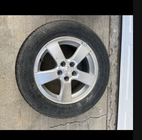 1 — 215/60r16 5x4.13 5x105 Stock Chevy Cruze  Bolt Volt Wheel Rim Good 90% Treads Tire!