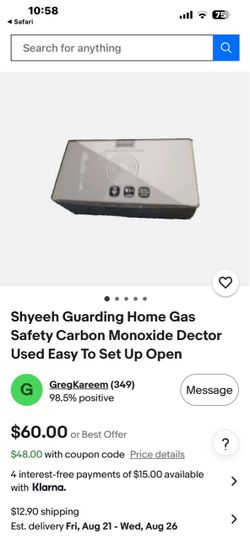 2pack Shyeeh Home Carbon Gas Safety-NEW