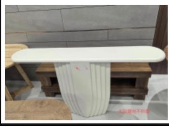 Modern White Fluted Pedestal Console Table (New in Box)