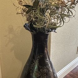 Vintage Decorative Floor Vase 36” with dried arrangement
