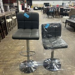 Swivel Leather Adjustable Hydraulic Bar Stool  Grey