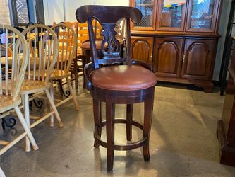 Rich Tone Wood Frame Barstool w/ Upholstered Seats