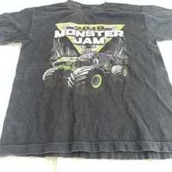 Youth L/xl Monster Jam Shirt 2019 Grave Digger Black Graphic Tee Vintage Truck
