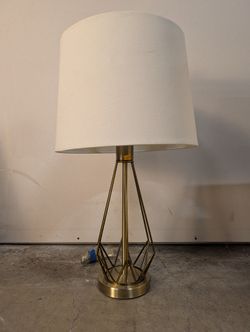 Modern Geometric Metal Table Lamp with Fabric Shade