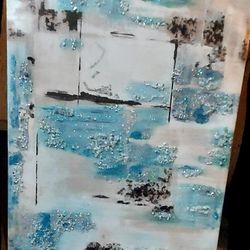 Rhinestone Bling Glass Art Canvas