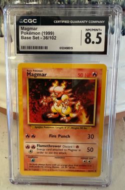 CGC 8.5 NM/Mint+ Magmar 36/102 Vintage 1999 Base Set Pokémon Card