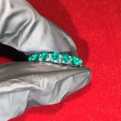 925 Sterling Silver Emerald Stone Ring