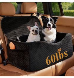 Large Dog Car Seat for Medium Sized, Dog Booster Car Seat, Pet Booster Seats up to 60 lbs or 2 Small with 4" Memory Foam for Back Seat, Triple Safety 