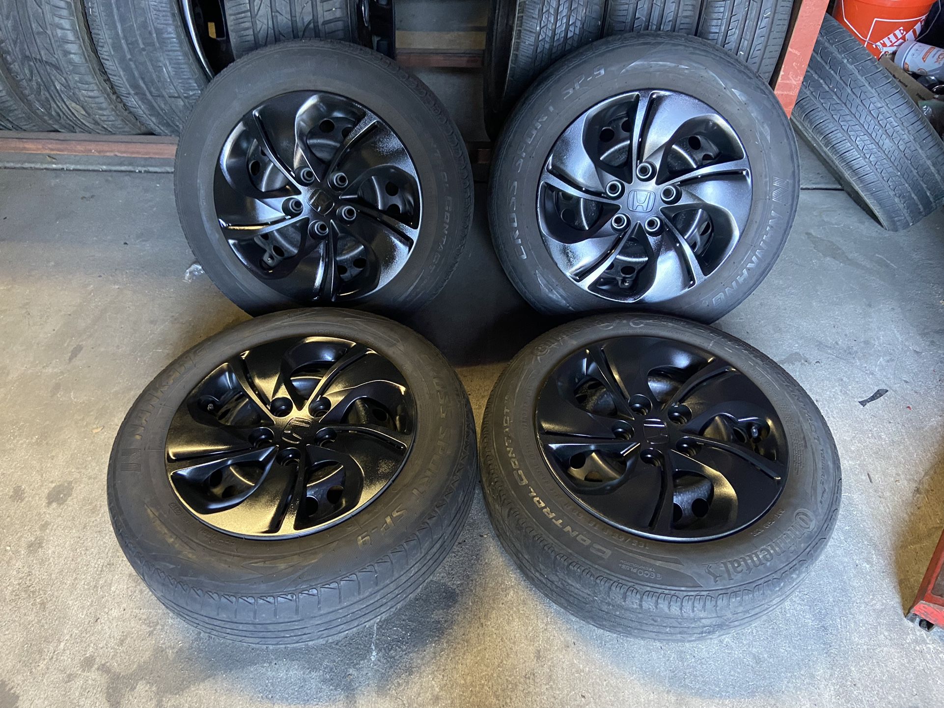 15 Inch Wheels Rims Honda Civic Oem Stock Hub Caps Tires No Good Black 5x114.3 Lug 5 Accord