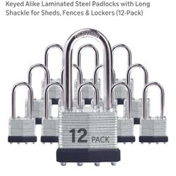 21 PC Long Shackle Lock, Keyed The Same.