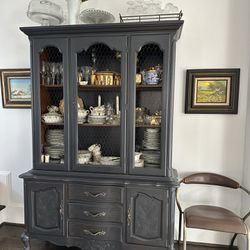 China cabinet- professionally refinished French provincial cabinet -solid wood  75 inches high  52 wide 18 deep 