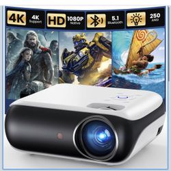 HAPPRUN Native 1080P Projector, Bluetooth Home Theater Movie Projector with Built-in Speaker, Compatible with Smartphone, HDMI, Fire Stick, PS5, Indoo