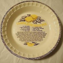 Vintage Lemon Meringue Pie Recipe Plate 11" Baker Dish Royal China