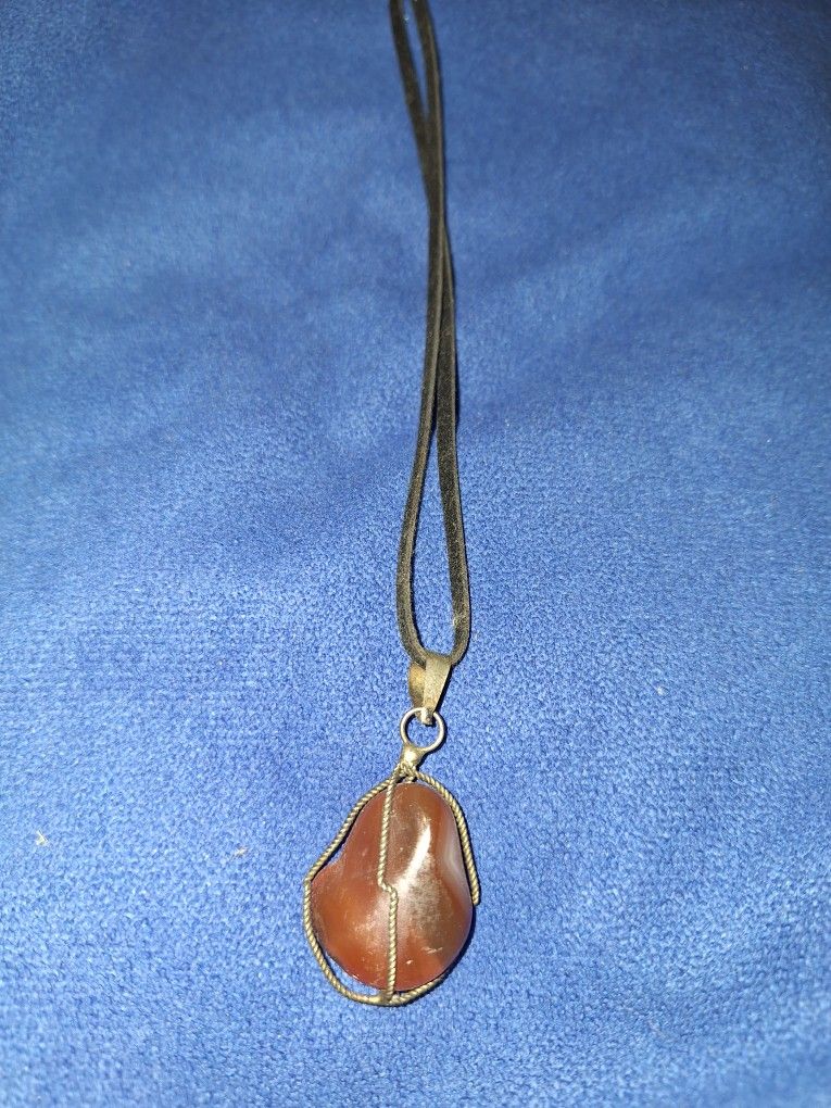 Carnelian Agate Wired Wrapped Necklace