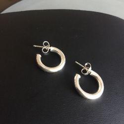 Sterling Silver Hoop Pierced Earrings With Sterling Silver Backs