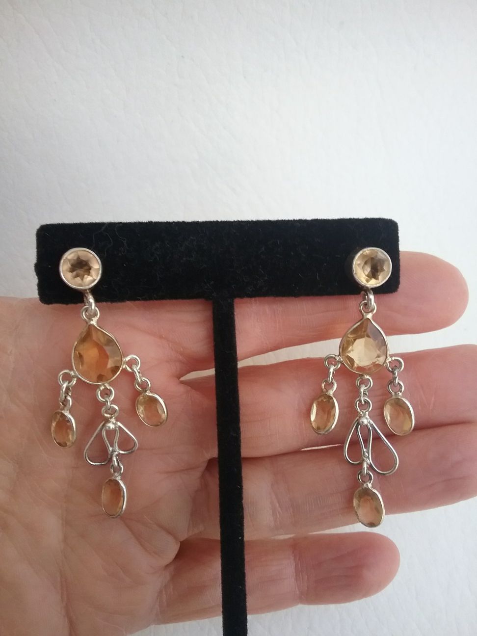 Silver citrine stud earrings BRAND NEW