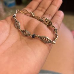 Silver Blue Ringstone Bracelet 