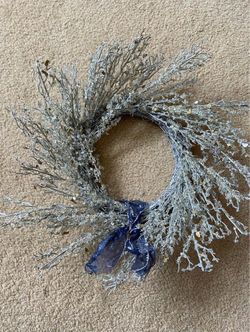 Winter Wreath With Blue Bow