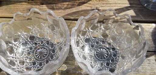 2 part crystal candy dish vintage 70s