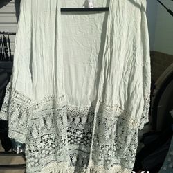 Xhilaration Cream Lace Lightweight Open Front Sweater Boho Flowy Cardigan