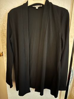 Wilde Black Ribbed Open-Front Cardigan Size S