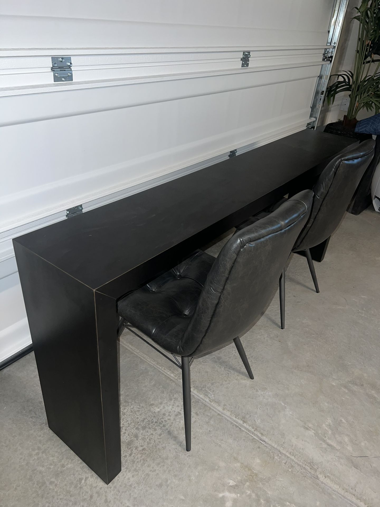 Console Table & Upholstered Leather Chairs